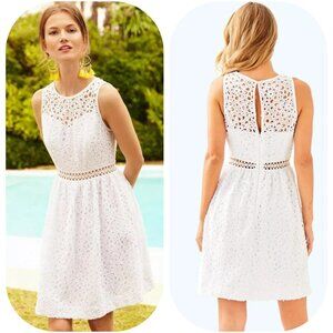 NEW LILLY PULITZER ALIVIA DRESS Resort White Sea Spray EYELET size 8, $258